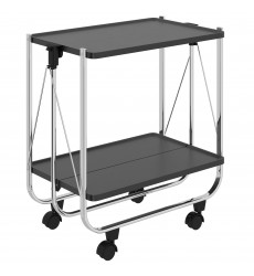  Sumi-2-Tier Folding Bar Cart-Black (556-092BK) - Worldwide HomeFurnishings
