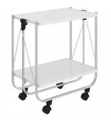  Sumi-2-Tier Folding Bar Cart-White (556-092WT) - Worldwide HomeFurnishings
