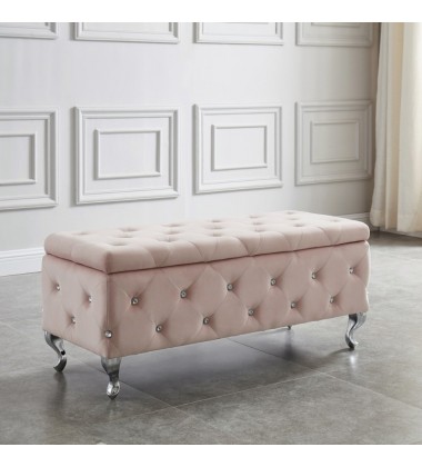  Monique-Storage Ottoman-Blush Pink (402-130BSH) - Worldwide HomeFurnishings