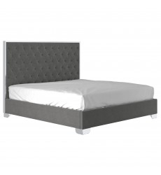  Worldwide -LUCILLE-78'' BED-GREY/SILVER - (101-596K-GY_CH)