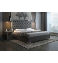  Worldwide -LUCILLE-78'' BED-GREY/SILVER - (101-596K-GY_CH)