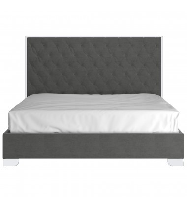  Worldwide -LUCILLE-78'' BED-GREY/SILVER - (101-596K-GY_CH)