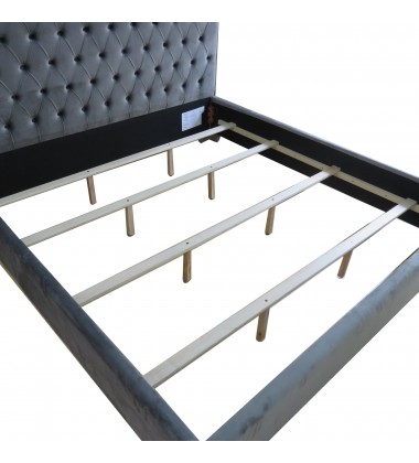  Worldwide -LUCILLE-78'' BED-GREY/SILVER - (101-596K-GY_CH)