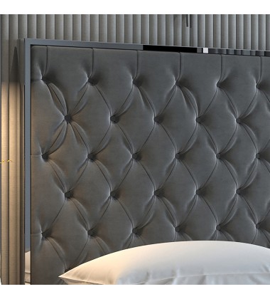  Worldwide -LUCILLE-78'' BED-GREY/SILVER - (101-596K-GY_CH)