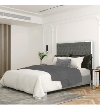  Worldwide -LUCILLE-60'' BED-GREY/SILVER - (101-596Q-GY_CH)