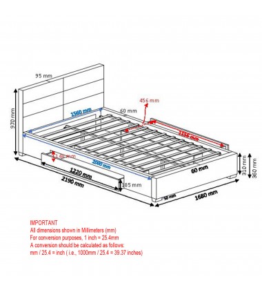  Worldwide -EMILIO-60'' PLATFORM BED-CHARCOAL - (101-633Q-CH)