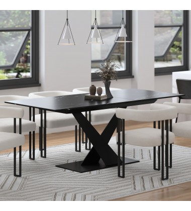  Worldwide -JULIUS-EXTENSION DINING TABLE-BLACK - (201-111BK)