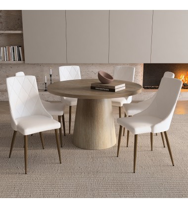  Worldwide -GODIVA-DINING TABLE-IVORY STONE - (201-142IV)