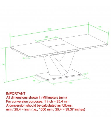  Worldwide -ECLIPSE-EXTENSION DINING TABLE-BLACK - (201-860BLK)