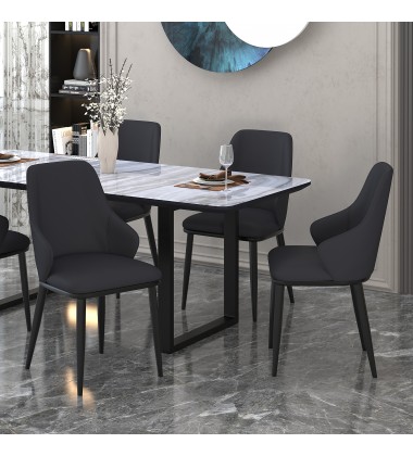  Worldwide -KASH-SIDE CHAIR-BLACK PU - (202-084BLK)