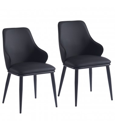  Worldwide -KASH-SIDE CHAIR-BLACK PU - (202-084BLK)
