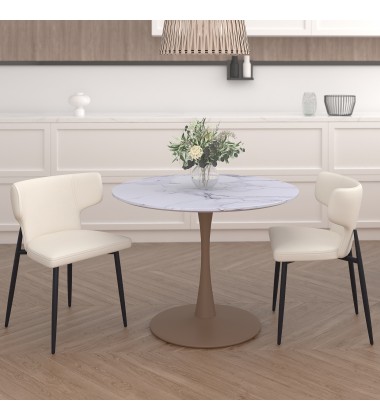  Worldwide -OLIS-SIDE CHAIR PU-BEIGE - (202-085PUBG)