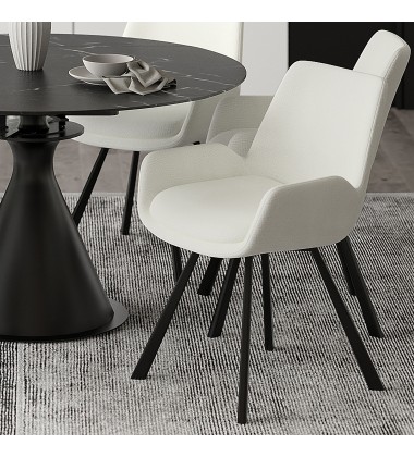  Worldwide -SIGNY-DINING CHAIR-IVORY - (202-144IV)