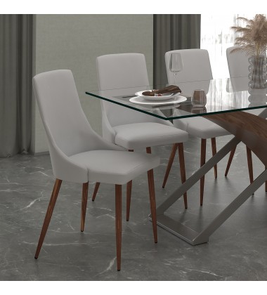  Worldwide -CORA-SIDE CHAIR PU-LIGHT GREY - (202-182PULG)