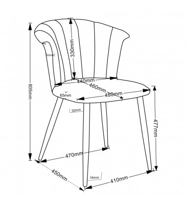  Worldwide -ORCHID-SIDE CHAIR-GREY/SILVER - (202-651GY_CH)