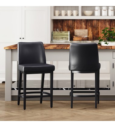  Worldwide -JACE-26'' COUNTER STOOL PU-BLACK_BLACK - (203-082PUBLK_BK)
