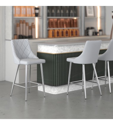  Worldwide -DEVO-26'' COUNTER STOOL-LIGHT GREY - (203-087LG)