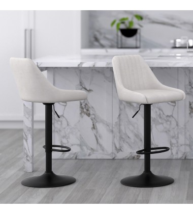  Worldwide -KRON-AIR LIFT STOOL-BEIGE FABRIC - (203-574BG)