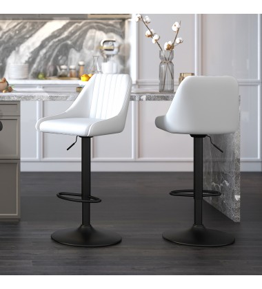  Worldwide -KRON-AIR LIFT STOOL PU-WHITE - (203-574PUWT)