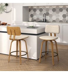  Worldwide -ZUNI-26' COUNTER STOOL-BEIGE FABRIC - (203-581BG)