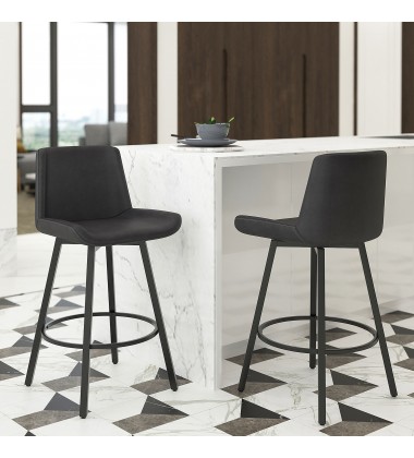  Worldwide -FERN-26'' COUNTER STOOL PU-CHARCOAL - (203-666PUCH)