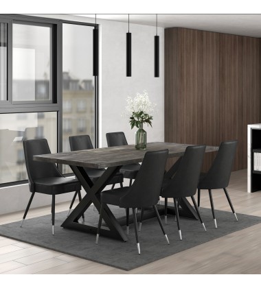  Worldwide -ZAX DG_SILVANO GY-7PC DINING SET - (207-147DG_429GY)