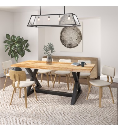  Worldwide -ZAX NATBK_ZUNI BG-7PC DINING SET - (207-147NATBK_581BG)