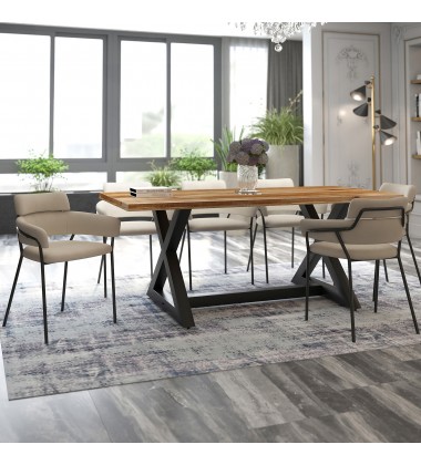  Worldwide -ZAX NAT_AXEL BEG-7PC DINING SET - (207-147NATBK_674BEG)