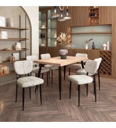  Worldwide -VESTA NAT_ZEKE BG-7PC DIINING SET - (207-287NAT_090BG)