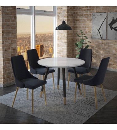  Worldwide -EMERY RND_CARMILLA BK-5PC DINING SET - (207-294RND_353BK)