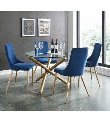  Worldwide -CARMILLA DINING 5PC SET-CHAIR BLUE - (207-353GD_BLU)