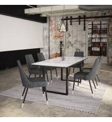  Worldwide -GAVIN_SILVANO GY-7PC DINING SET - (207-360BK_429GY)