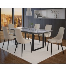  Worldwide -GAVIN_VENICE BEG-7PC DINING SET - (207-360BK_536BG)