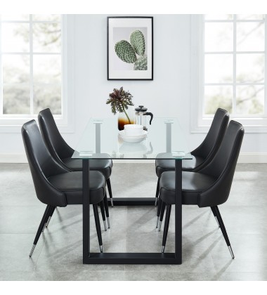  Worldwide -FRANCO BK_SILVANO GY-5PC DINING SET - (207-454BK_429GY)