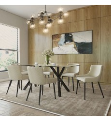 Worldwide -STARK BK_BIANCA BG_BK-7PC DINING SET - (207-535BK_086BG)  Worldwide -STARK BK_BIANCA BG_BK-7PC DINING SET - (207-535BK_086BG)