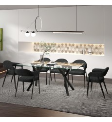 Worldwide -STARK BK_ARCHER CH-7PC DINING SET - (207-535BK_089CH)  Worldwide -STARK BK_ARCHER CH-7PC DINING SET - (207-535BK_089CH)