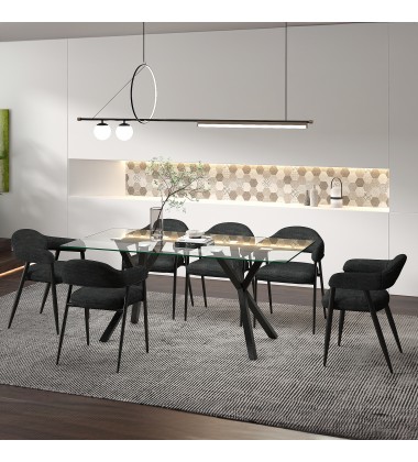 Worldwide -STARK BK_ARCHER CH-7PC DINING SET - (207-535BK_089CH)  Worldwide -STARK BK_ARCHER CH-7PC DINING SET - (207-535BK_089CH)