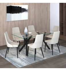  Worldwide -STARK BK_VENICE BEG-7PC DINING SET - (207-535BK_536BG)