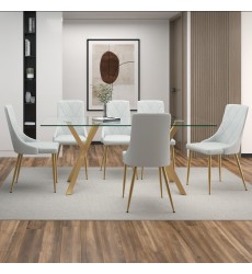 Worldwide -STARK GL_ANTOINE LG-7PC DINING SET - (207-535GL_573LG)  Worldwide -STARK GL_ANTOINE LG-7PC DINING SET - (207-535GL_573LG)