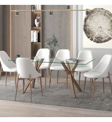  Worldwide -STARK GL_CLEO WT-7PC DINING SET - (207-535GL_636WT)
