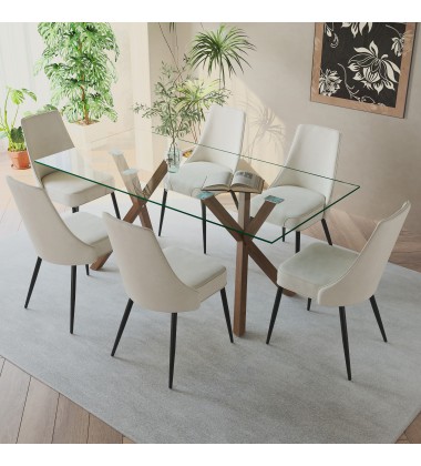 Worldwide -STARK WAL_KODA BEG-7PC DINING SET - (207-535WAL_158BEG)  Worldwide -STARK WAL_KODA BEG-7PC DINING SET - (207-535WAL_158BEG)