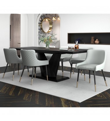  Worldwide -ECLIPSE BLK_XANDER LG-7PC DINING SET - (207-860BLK_620LG)