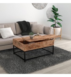  Worldwide -OJAS-LIFT-TOP COFFEE TABLE-NATURAL BURNT - (301-513NT)