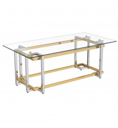  Worldwide -FLORINA-RECT COFFEE TABLE-SILVER/GOLD - (301-561REC)