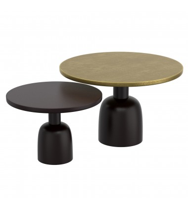  Worldwide -ADIRA-2PC COFFEE TABLE-ANTIQUE GOLD_BLACK - (303-102GL_BK)