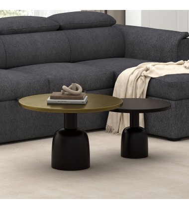  Worldwide -ADIRA-2PC COFFEE TABLE-ANTIQUE GOLD_BLACK - (303-102GL_BK)