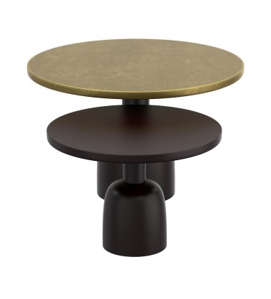  Worldwide -ADIRA-2PC COFFEE TABLE-ANTIQUE GOLD_BLACK - (303-102GL_BK)