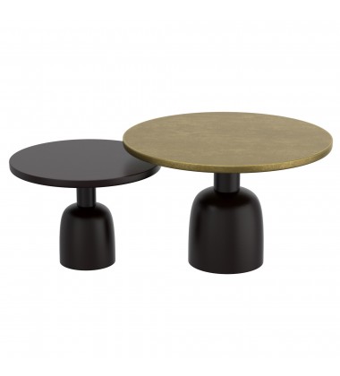  Worldwide -ADIRA-2PC COFFEE TABLE-ANTIQUE GOLD_BLACK - (303-102GL_BK)