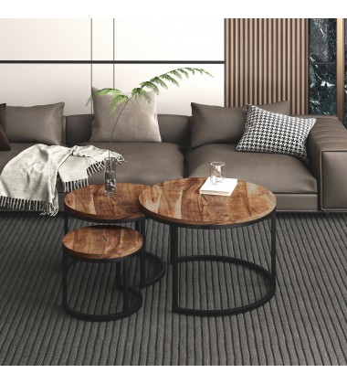  Worldwide -DARSH-3PC COFFEE TABLE-NATURAL - (303-403NAT)