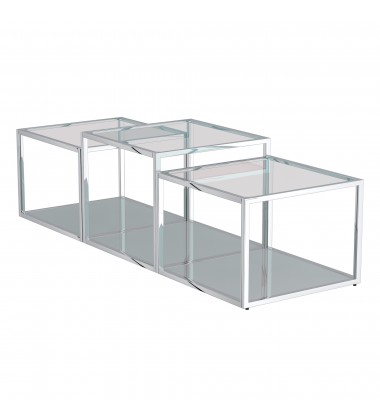  Worldwide -CASINI-3PC MULTI TIER TABLE-SILVER - (303-632CH-3)